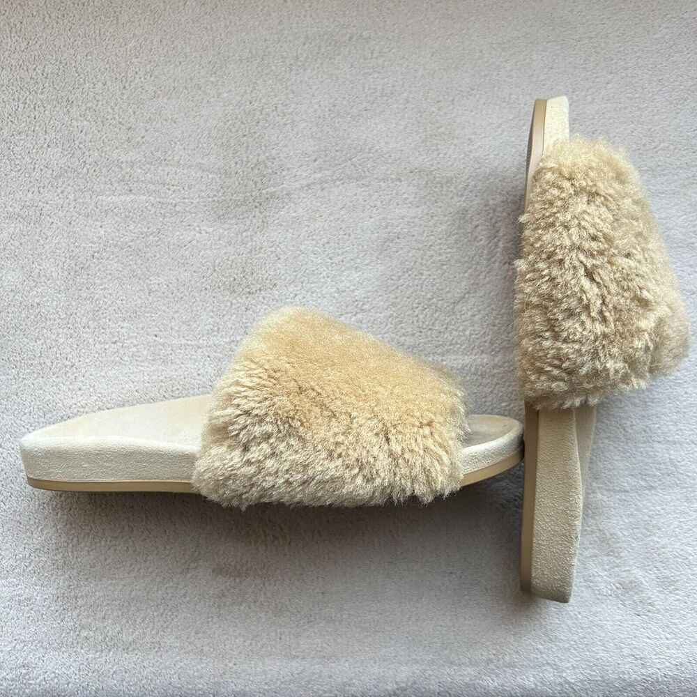 Jenni Kayne Tan Shearling Slide Sandal Slipper Shoes Women’s EU 36 US 5.5 - 6